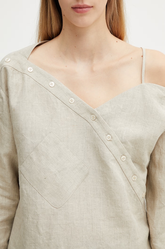 Coperni safari srajca ženska lanena Heart bež COPCH52F2060