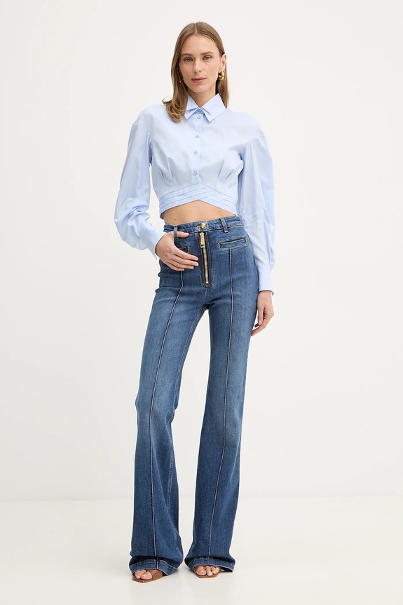 Βαμβακερή μπλούζα Elisabetta Franchi CA12161E2 μπλε SS26