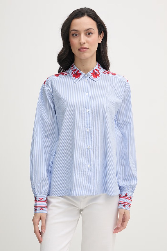 Mos Mosh koszula damska bawełniana Osmo niebieski 178550