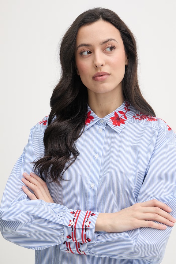 Mos Mosh koszula damska bawełniana Osmo niebieski 178550