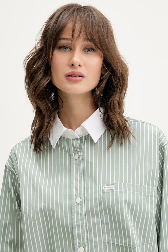 Bavlněná košile Guess Jeans zelená W6RH64.WH7Q1