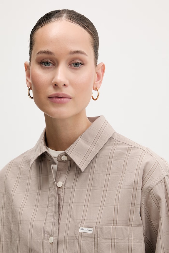 Bavlnená košeľa Guess Jeans béžová W6RH64.WH7Q1