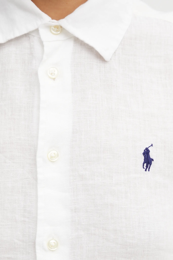 Ľanová košeľa Polo Ralph Lauren 17/1 PD LINEN biela 211973366505
