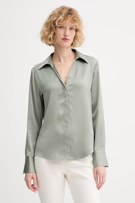 Calvin Klein košeľa dámska zelená LV044F129G