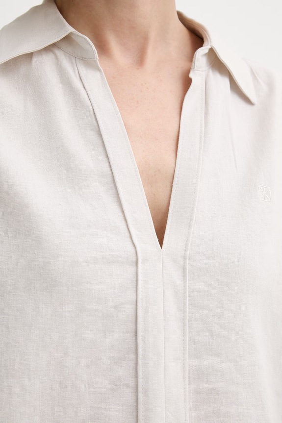Calvin Klein blúzka dámska s ľanom LV044F153G béžová