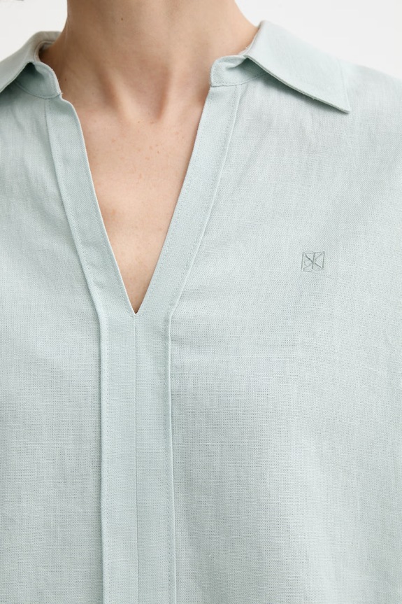 Calvin Klein blúzka dámska s ľanom LV044F153G zelená