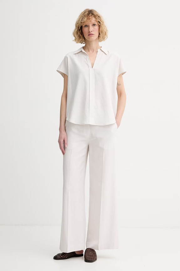 Calvin Klein blúzka dámska s ľanom LV044F154G béžová SS26