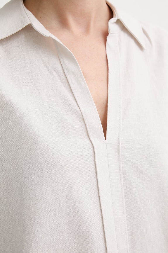 Calvin Klein blúzka dámska s ľanom LV044F154G béžová