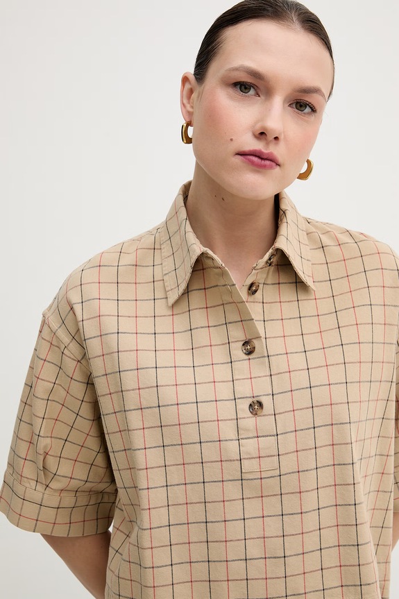 Βαμβακερή μπλούζα Barbour Hollington μπεζ LSH1728