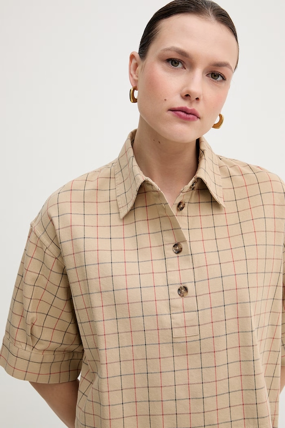 Βαμβακερή μπλούζα Barbour Hollington μπεζ LSH1728