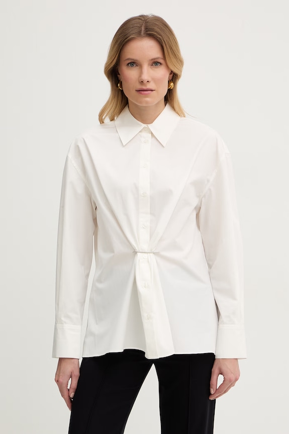 Twinset cămașă din bumbac lung bej 261TE2010
