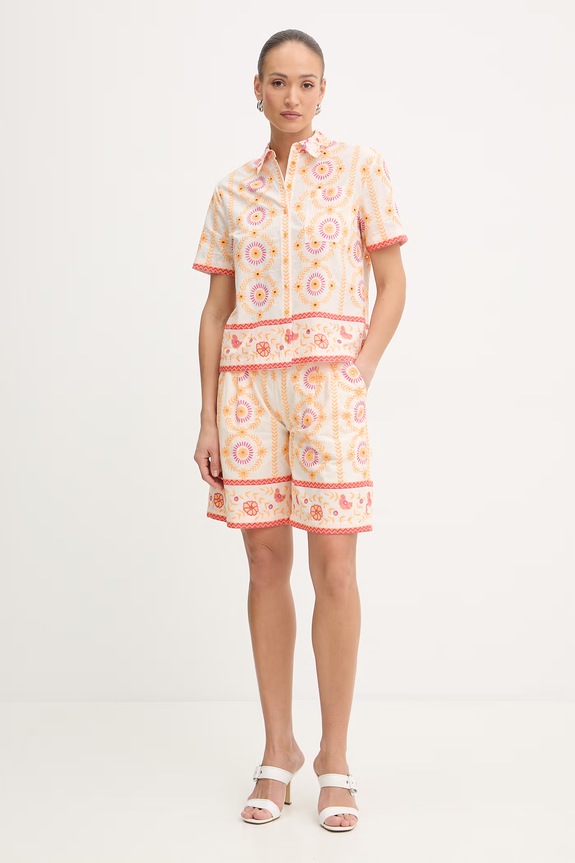 Βαμβακερό πουκάμισο Twinset 261LB2TFF πορτοκαλί SS26