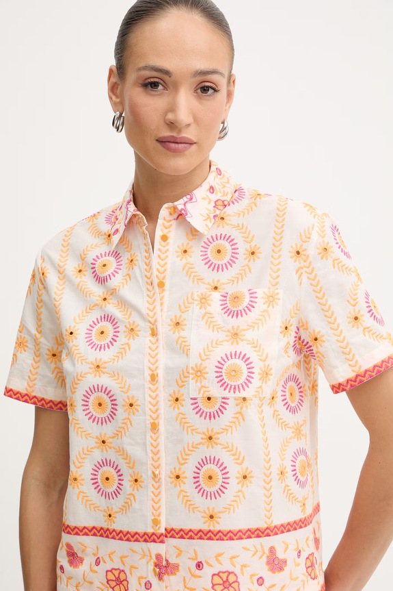 Βαμβακερό πουκάμισο Twinset πορτοκαλί 261LB2TFF