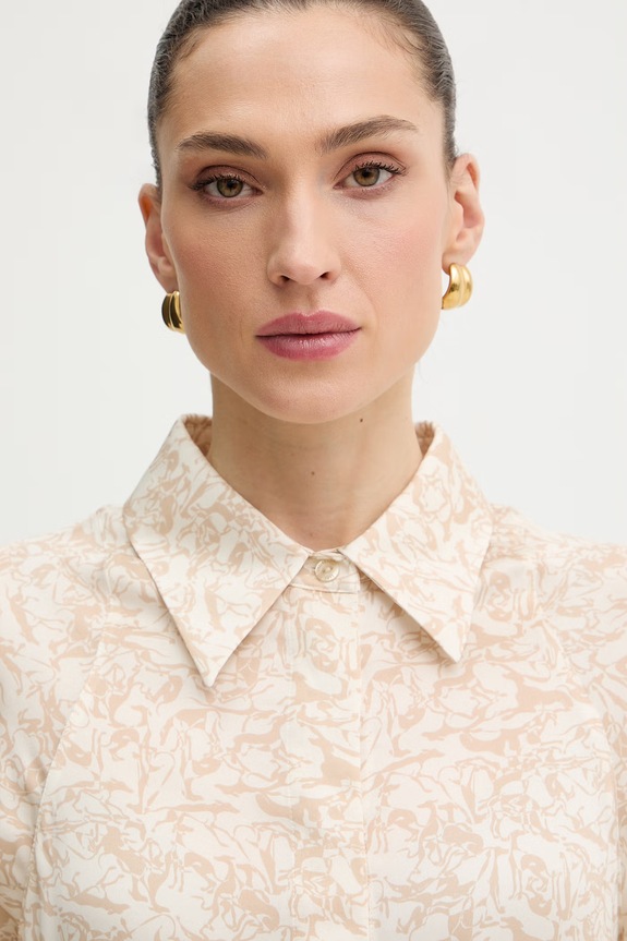 Trussardi koszula damska z wiskozy beżowy 5187A000697N