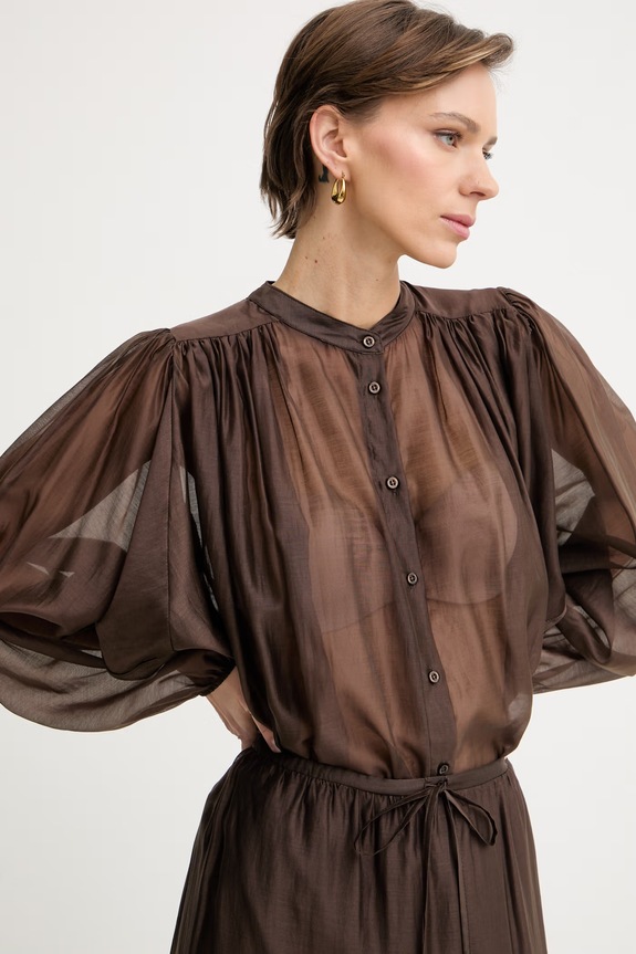 Twinset cămașă pentru femei, cu lyocell maro 261TF2040