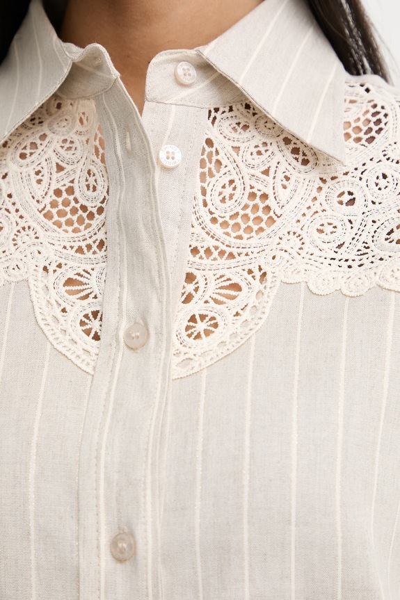 Twinset Košeľa dámska s ľanom 261LM2FAA béžová