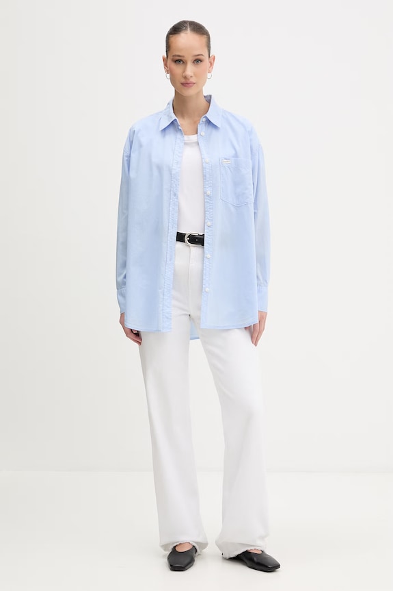 Guess Jeans košeľa dámska bavlnená W6GHC2.WN861 modrá SS26