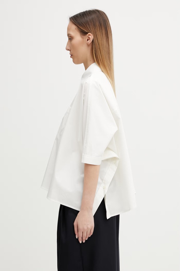 MM6 Maison Margiela πουκάμισο βαμβακερό γυναικείο S52DL0236.M35256.101 μπεζ SS26