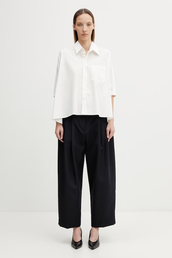 MM6 Maison Margiela πουκάμισο γυναικείο βαμβακερό S52DL0236.M35256.101 μπεζ