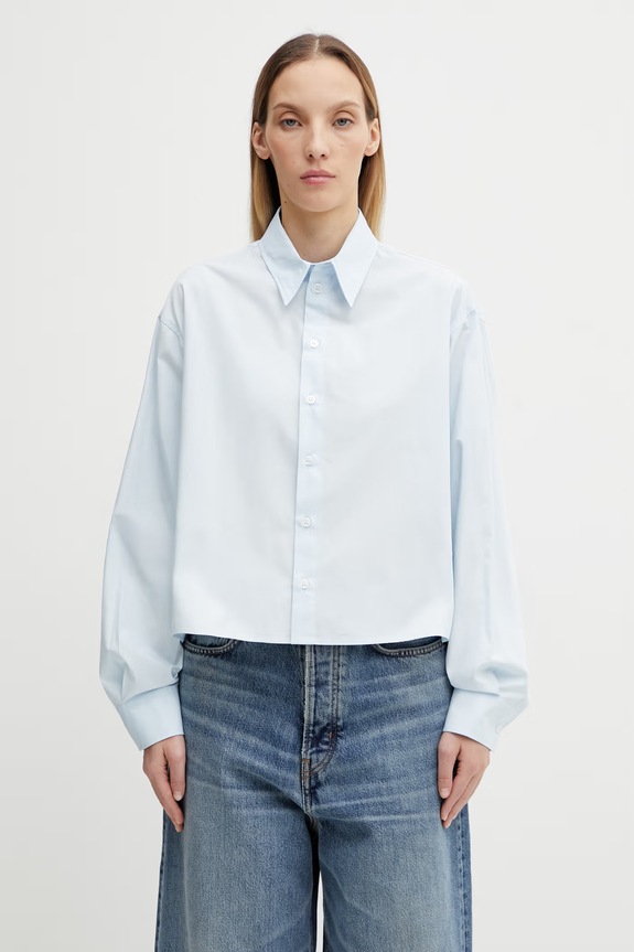 Бавовняна сорочка MM6 Maison Margiela гладкий блакитний S52DT0064.M35480.501