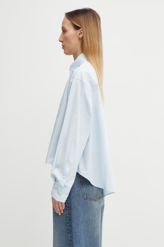 Хлопковая рубашка MM6 Maison Margiela S52DT0064.M35480.501 голубой SS26