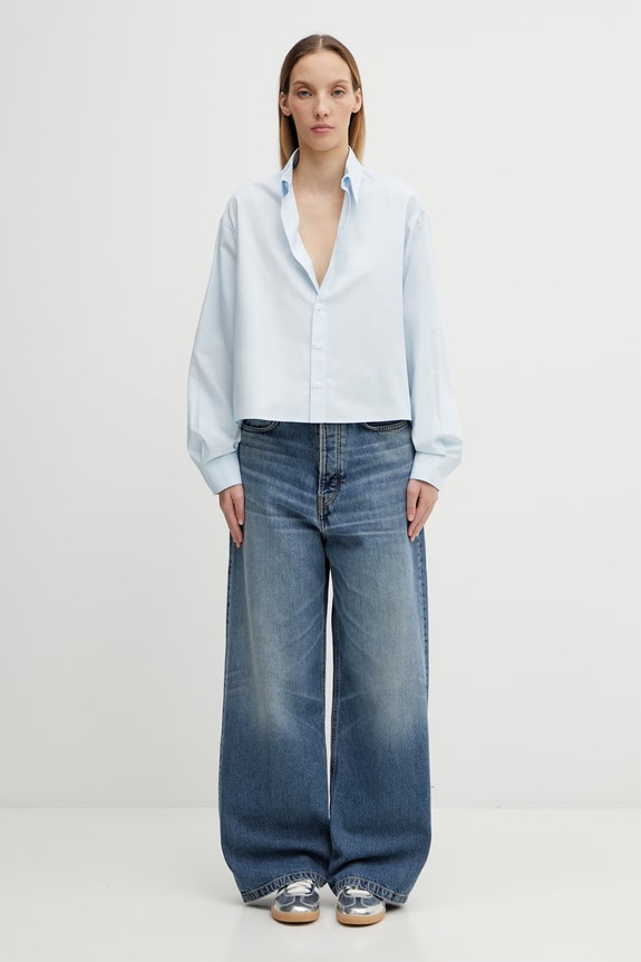 Хлопковая рубашка MM6 Maison Margiela S52DT0064.M35480.501 голубой