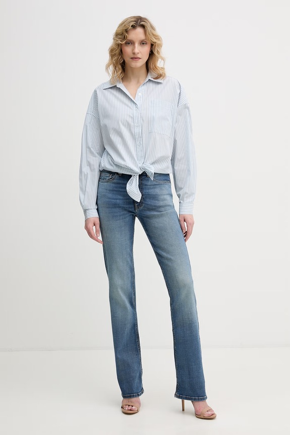 United Colors of Benetton košeľa dámska z viskózy 5LRGDQ0DK modrá SS26