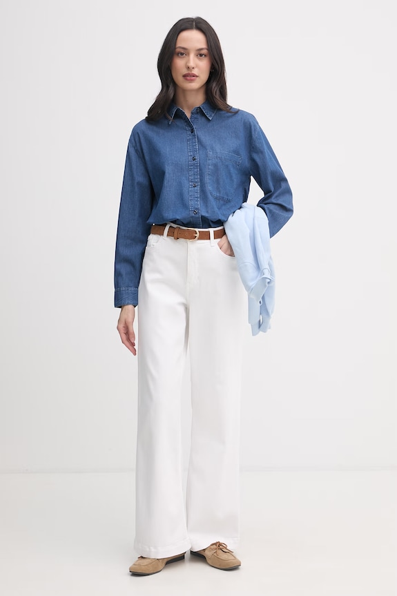 United Colors of Benetton srajca ženska bombažna 5DHJDQ0DT modra SS26