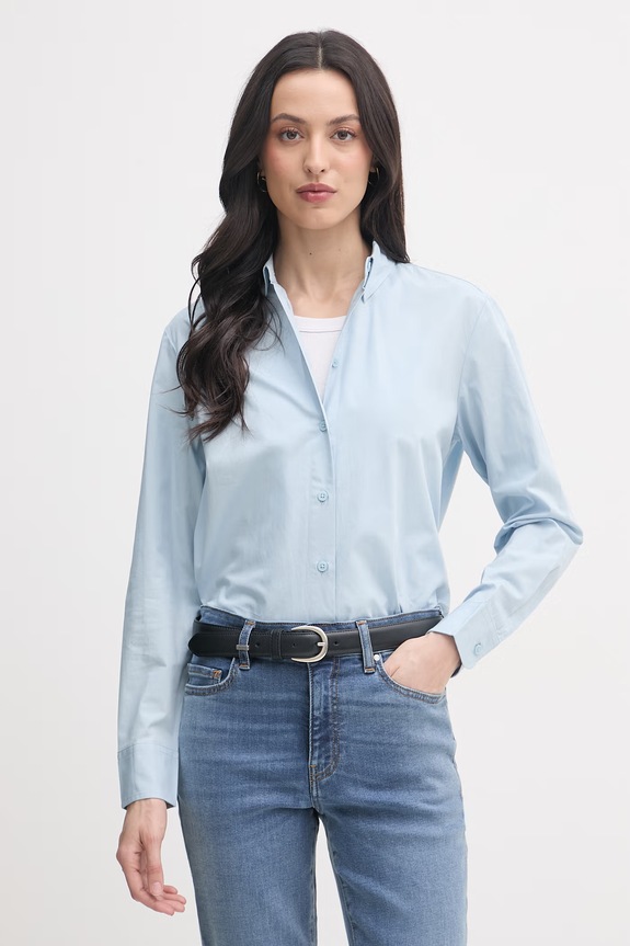 United Colors of Benetton košeľa dámska bavlnená modrá 5HAXDQ0D8