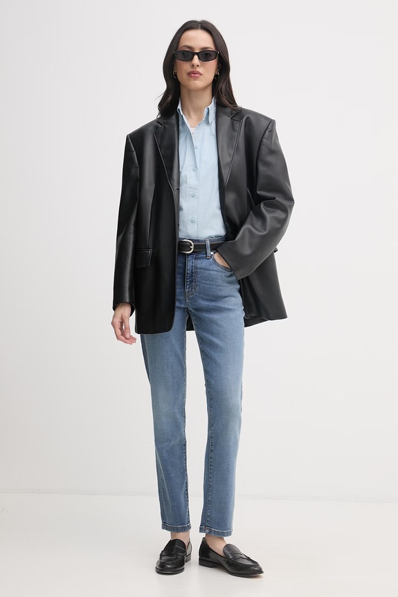 United Colors of Benetton košeľa dámska bavlnená 5HAXDQ0D8 modrá SS26
