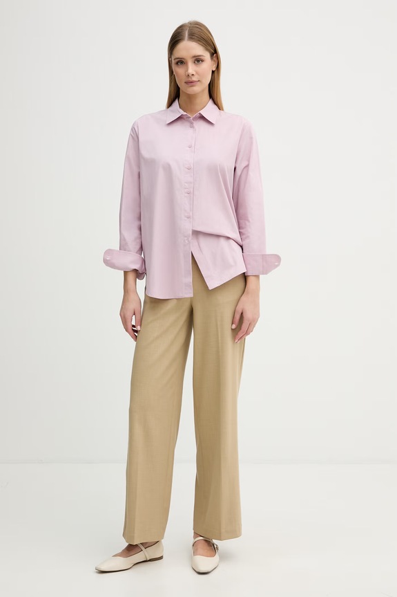 United Colors of Benetton košeľa dámska bavlnená 5HAXDQ0D8 ružová SS26