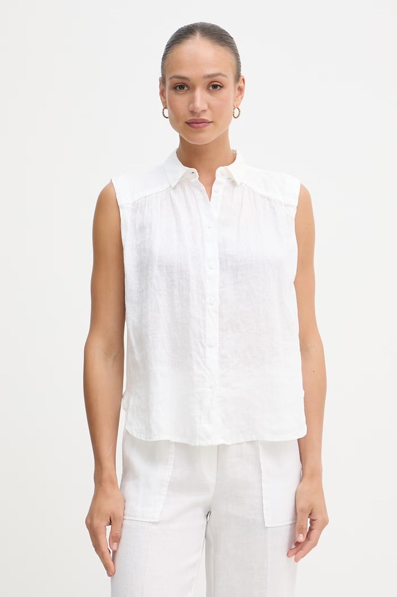 United Colors of Benetton cămașă pentru femei, din in alb 5BMLDQ0E0
