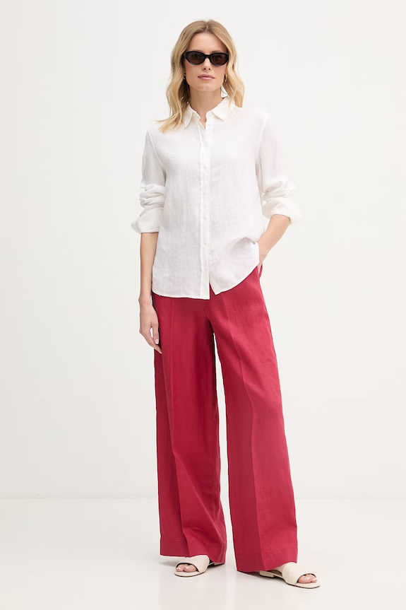United Colors of Benetton košeľa dámska ľanová 5BMLDQ0D9 biela SS26