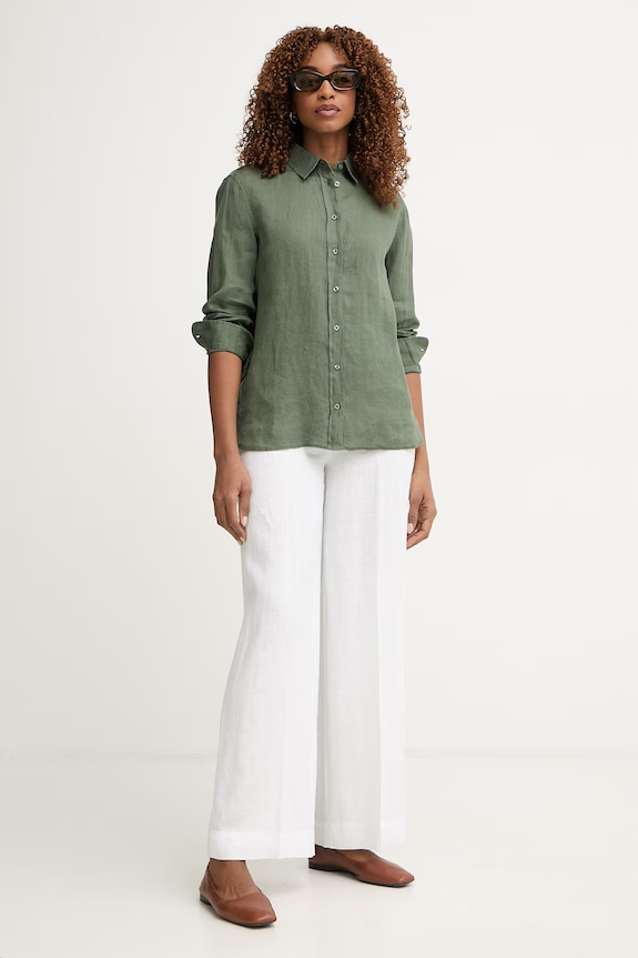 United Colors of Benetton cămașă pentru femei, din in 5BMLDQ0D9 verde SS26