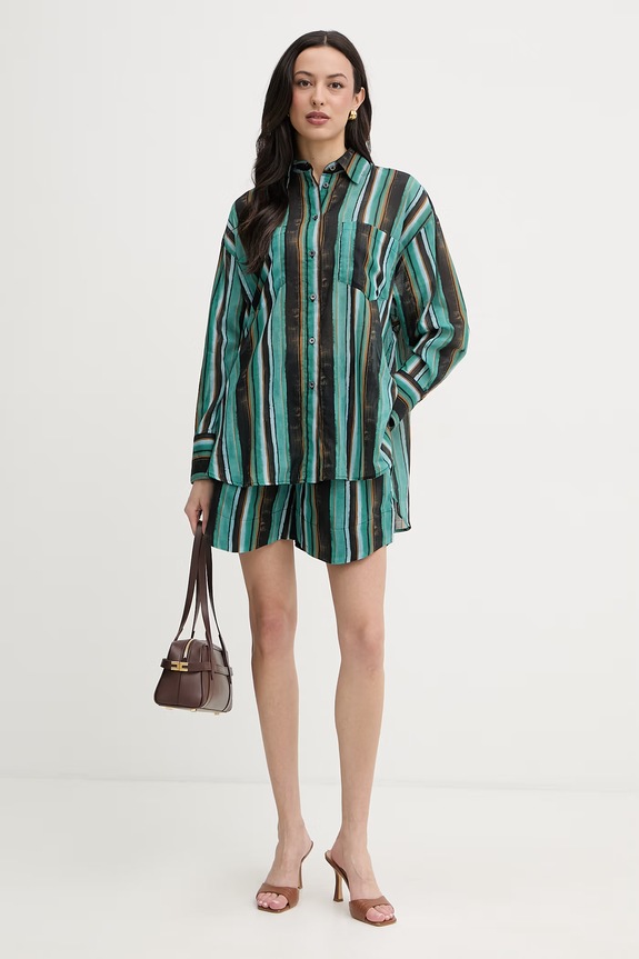 Pinko cămașă pentru femei, din bumbac 106990.A3CH turcoaz SS26
