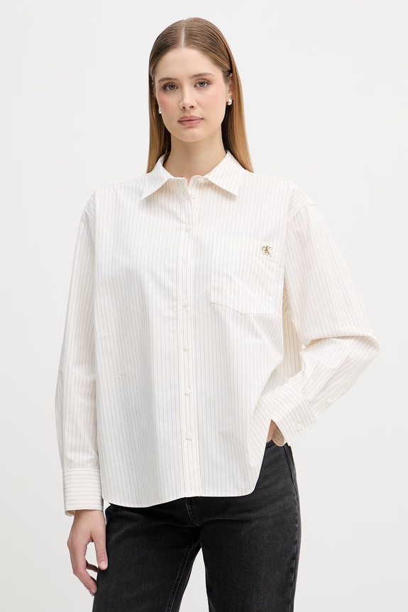 Calvin Klein Jeans cămașă pentru femei, din bumbac bej LV047F103G