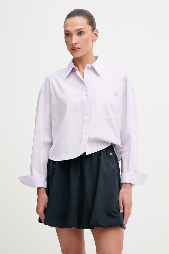 Calvin Klein Jeans košeľa dámska bavlnená fialová LV047F104G