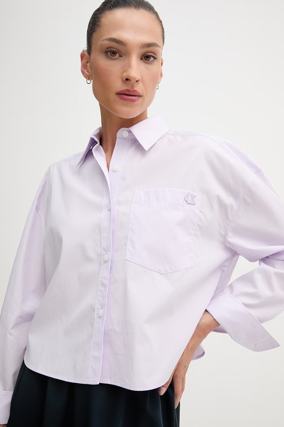 Calvin Klein Jeans košeľa dámska bavlnená fialová LV047F104G