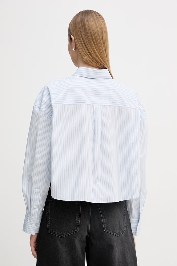 Îmbrăcăminte Calvin Klein Jeans bluză tip cămașă pentru femei, din bumbac LV047F105G albastru