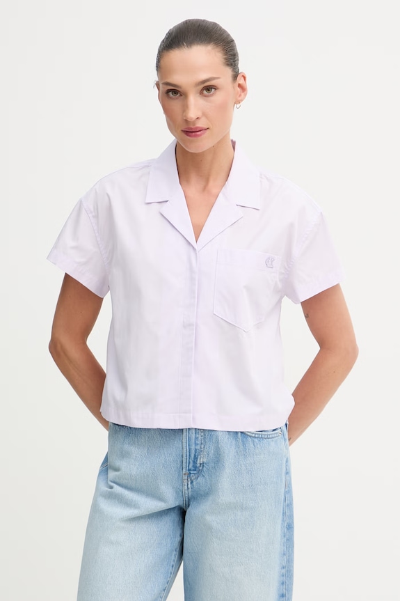 Calvin Klein Jeans košeľa dámska bavlnená fialová LV047F146G