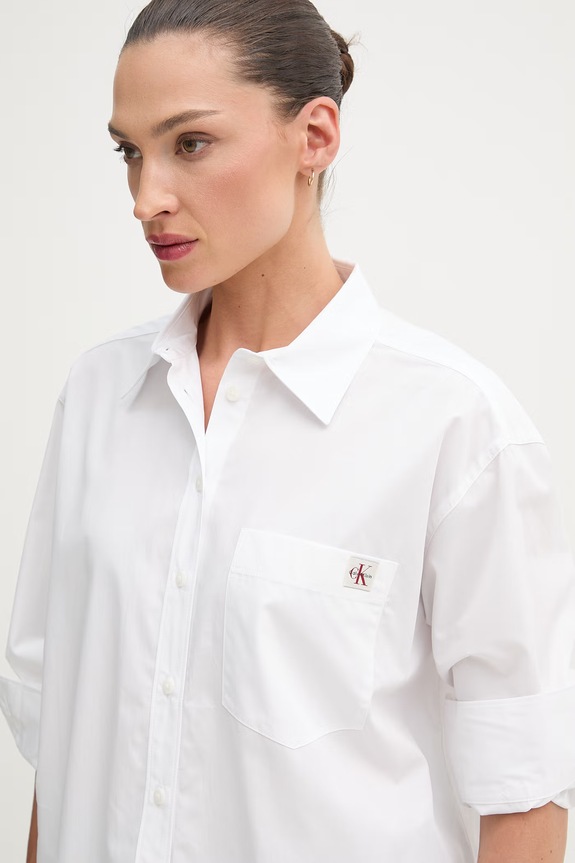 Calvin Klein Jeans košeľa dámska bavlnená biela LV047F147G