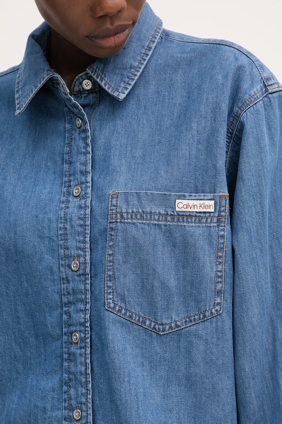 Calvin Klein Jeans cămașă pentru femei, din denim LV047F790G albastru