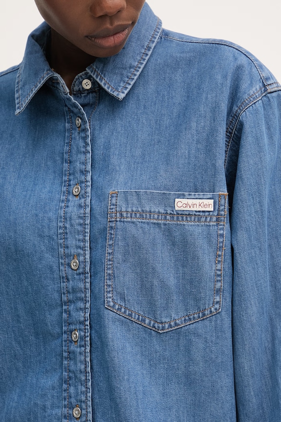 Calvin Klein Jeans cămașă pentru femei, din denim LV047F790G albastru