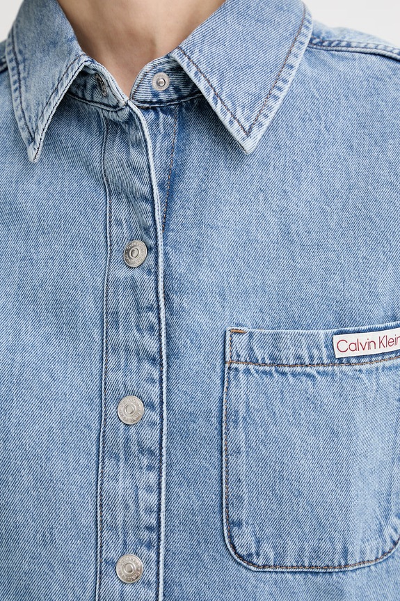 Calvin Klein Jeans košeľa dámska rifľová LV047F498G modrá