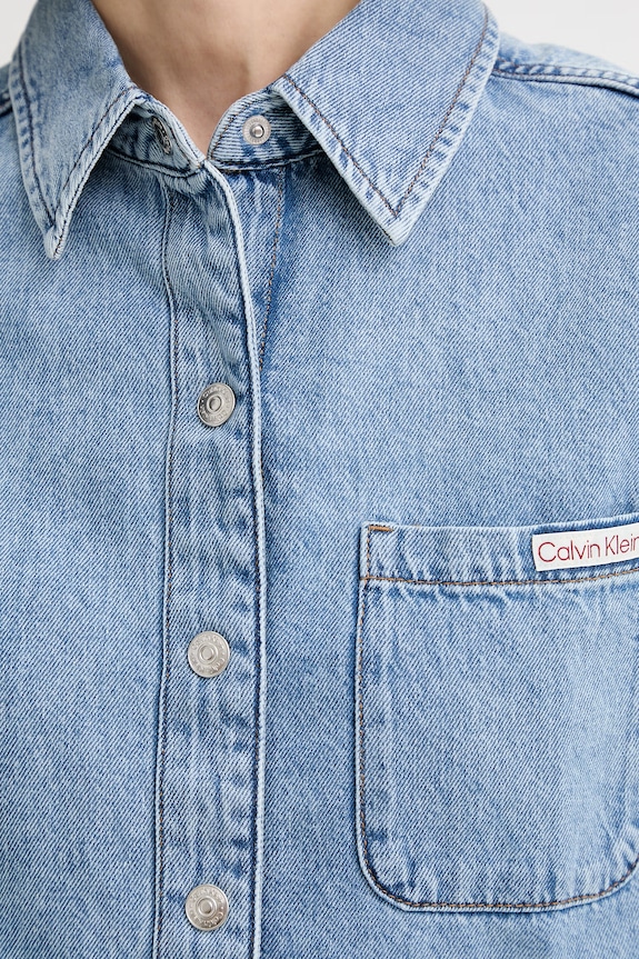 Calvin Klein Jeans košeľa dámska rifľová LV047F498G modrá