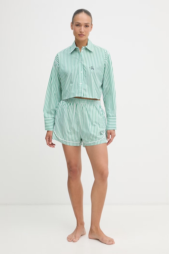 Calvin Klein Underwear cămașă pentru femei, din bumbac LV00QS7605 verde SS26