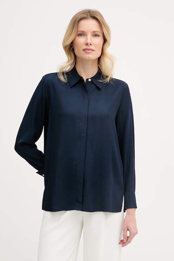 Tommy Hilfiger cămașă damă din vâscoză bleumarin WW0WW49611