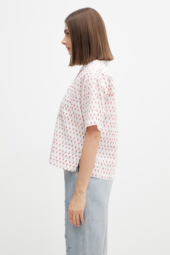 Lacoste koszula damska z dodatkiem lnu CF0587 biały SS26
