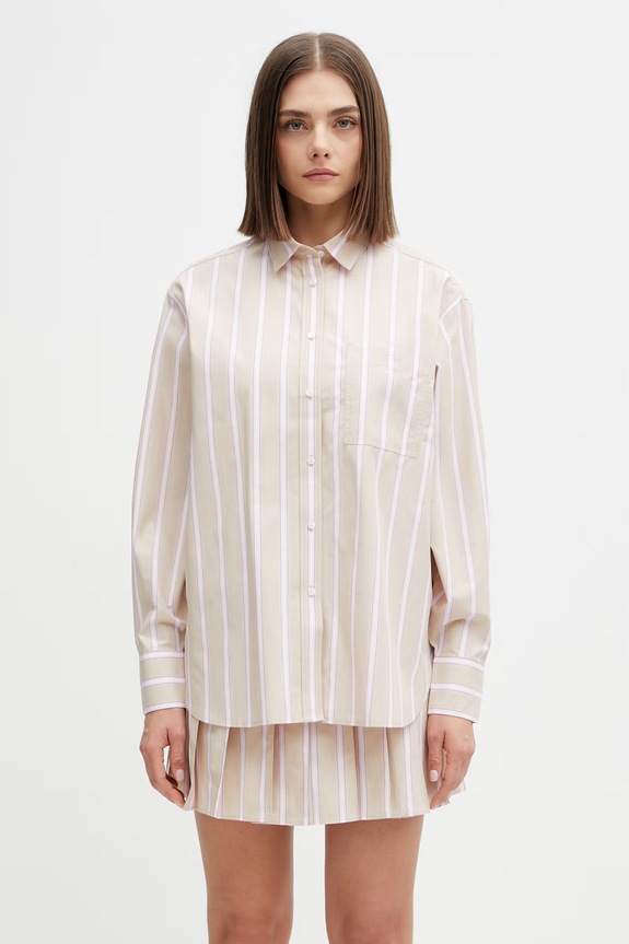 Lacoste koszula bawełniana damska beżowy CF1054