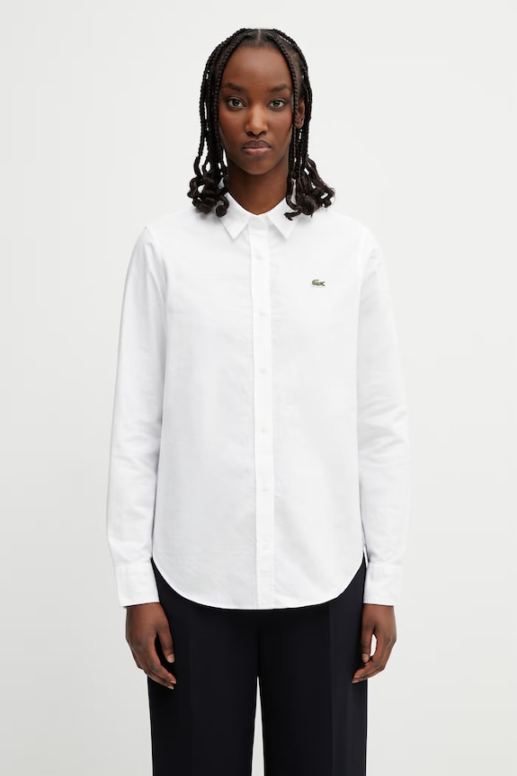 Lacoste oxford košulja od pamuka za žene bijela CF1195